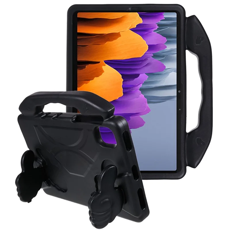 For Samsung Galaxy Tab S7 / S8 / S9 / S10 FE / S9 FE Tablet Case Handle Grip Thumb Kickstand EVA Tablet Cover - Black