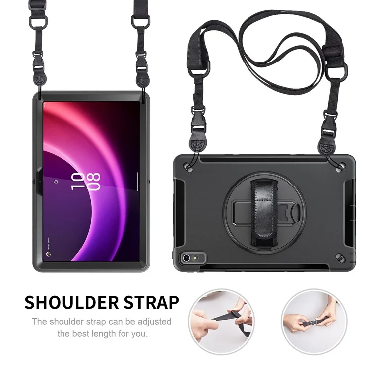 Para Lenovo Tab P11 Gen 2 TB350 Funda para Tablet Soporte Correa de Mano Funda PC+TPU con Correa para el Hombro y Película de Pantalla PET - Negro