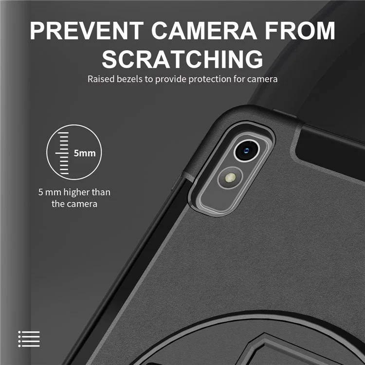Para Lenovo Tab P11 Gen 2 TB350 Funda para Tablet Soporte Correa de Mano Funda PC+TPU con Correa para el Hombro y Película de Pantalla PET - Negro