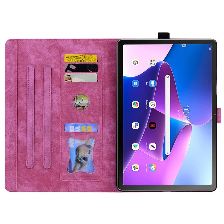 Para Lenovo Tab M10 (Geração 3) TB-328XU / TB-328FU Capa Tablet de Couro PU com Suporte - Rose