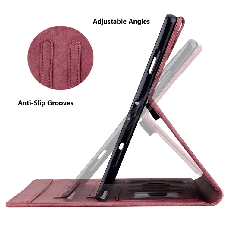 Funda de Tablet de pie para Samsung Galaxy Tab A7 Lite de 8.7 pulgadas Cubierta de piel de imitación con flores y gatos con ranuras para tarjetas - Rojo vino