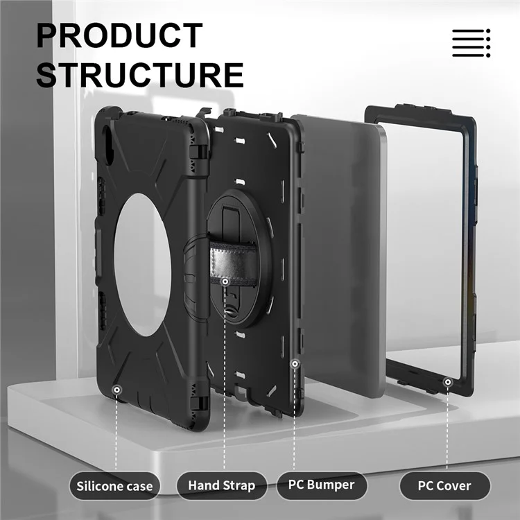 Pour iPad 10,9 (2022) Étui de protection antichoc avec support Étui de tablette en PC + silicone avec bandoulière - Noir