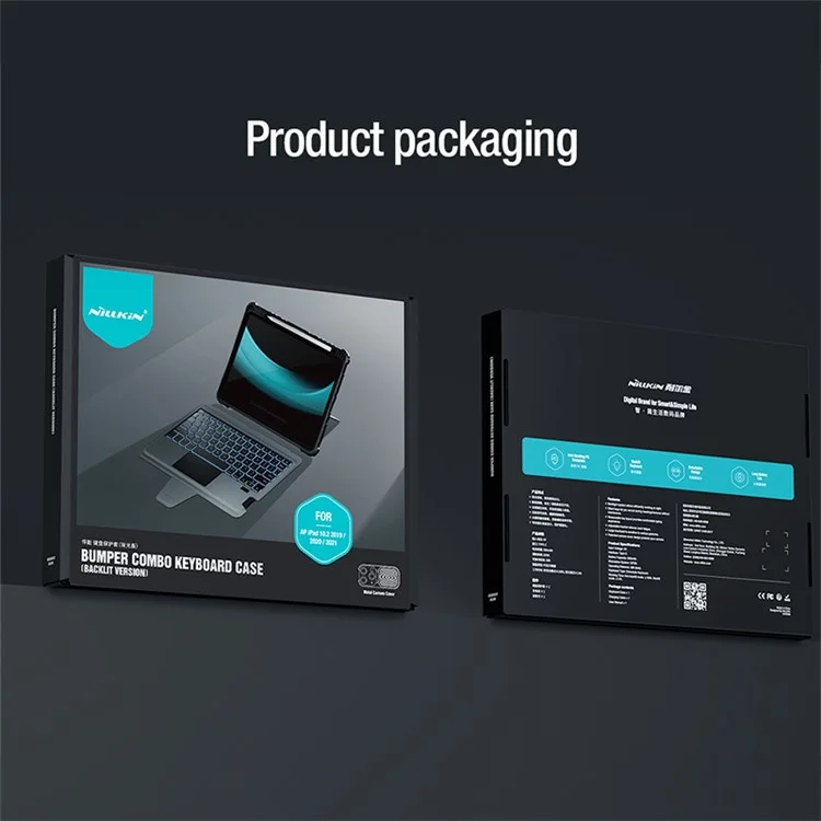 NILLKIN Bumper Combo Stand Tablet Case para iPad Pro 12.9 (2020) / (2021) / (2022) Capa Protetora de Couro PU + Teclado com Iluminação de Fundo