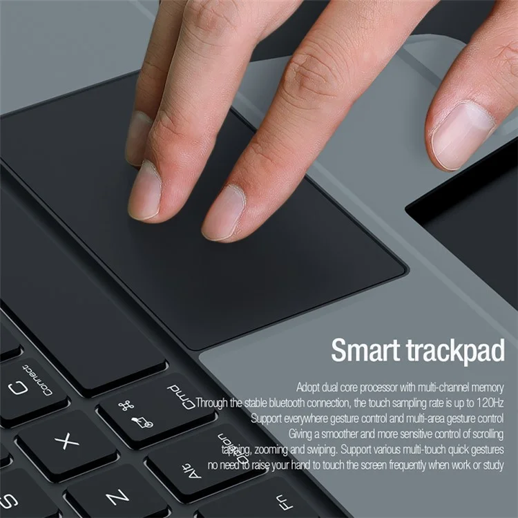 NILLKIN Bumper Combo Stand Tablet Case para iPad Pro 12.9 (2020) / (2021) / (2022) Capa Protetora de Couro PU + Teclado com Iluminação de Fundo