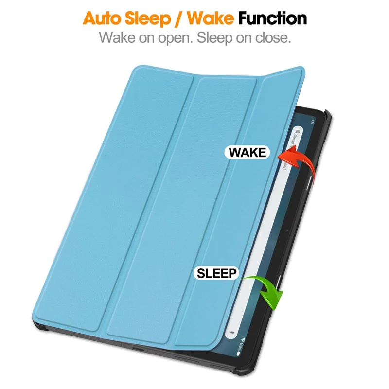 For Amazon Fire Max 11 PU Leather Tablet Case Tr-fold Stand Cover with Auto Sleep / Wake - Sky Blue