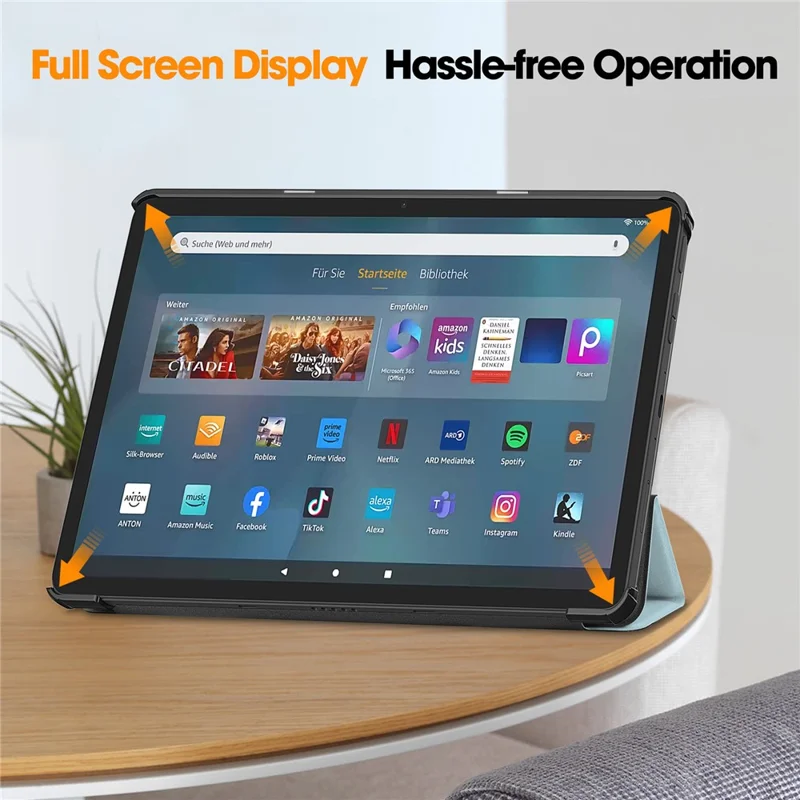 For Amazon Fire Max 11 Auto Wake / Sleep PU Leather Tablet Case Tri-fold Stand Pattern Printed Cover - Horse