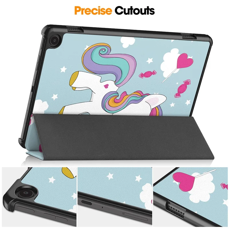 For Amazon Fire Max 11 Auto Wake / Sleep PU Leather Tablet Case Tri-fold Stand Pattern Printed Cover - Horse
