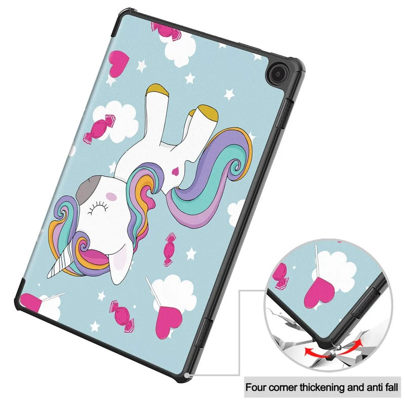 For Amazon Fire Max 11 Auto Wake / Sleep PU Leather Tablet Case Tri-fold Stand Pattern Printed Cover - Horse