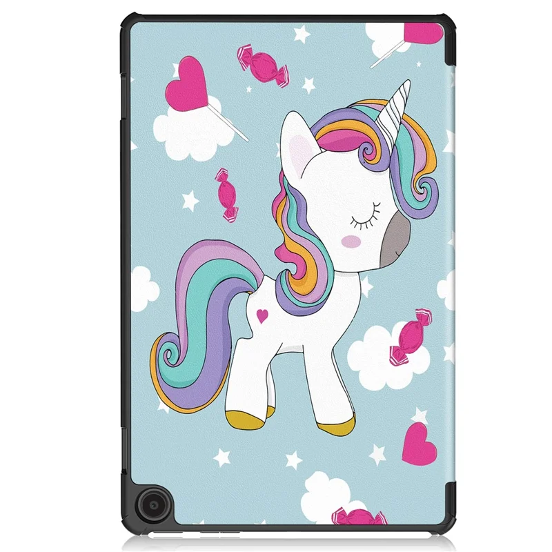 For Amazon Fire Max 11 Auto Wake / Sleep PU Leather Tablet Case Tri-fold Stand Pattern Printed Cover - Horse