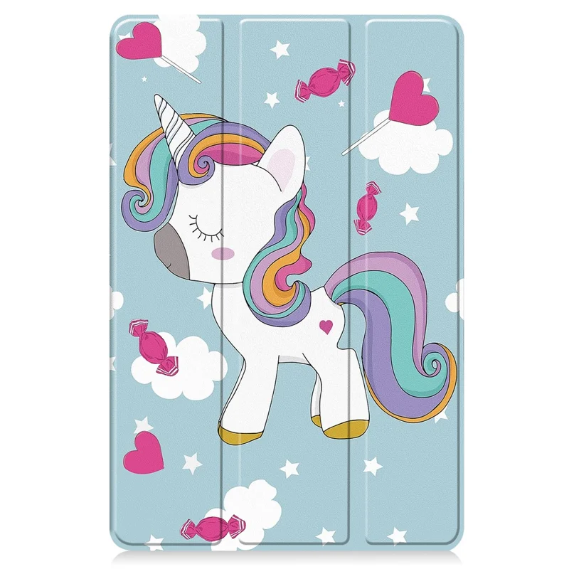 For Amazon Fire Max 11 Auto Wake / Sleep PU Leather Tablet Case Tri-fold Stand Pattern Printed Cover - Horse