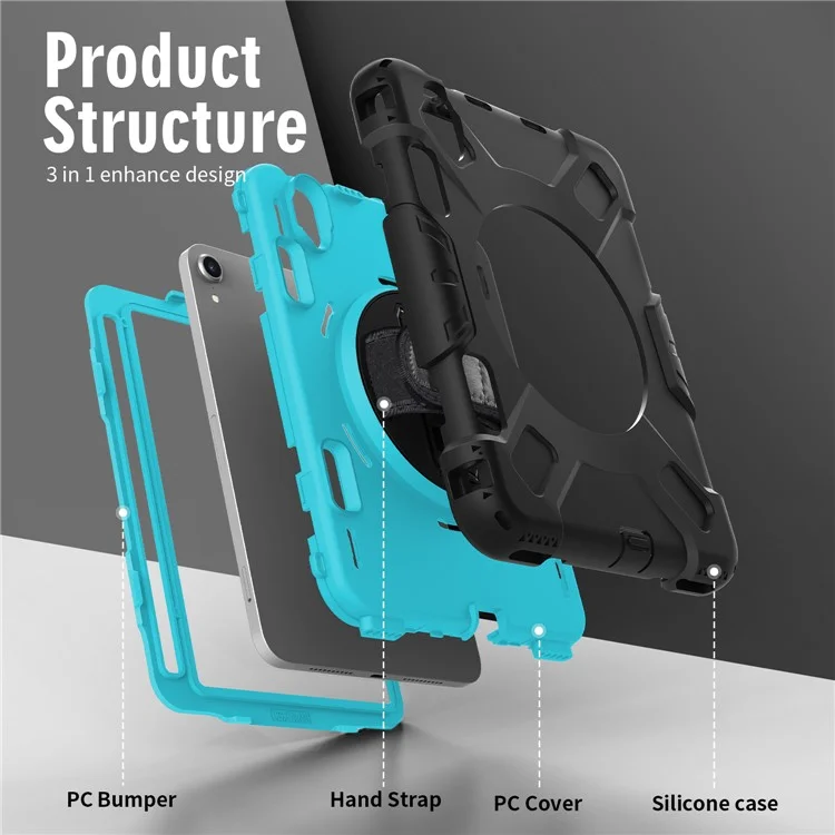 Pour iPad mini (2024) / mini (2021) PC+Silicone Tablet Case Protective Kickstand Cover with Pen Slot / Shoulder Strap - Vert menthe