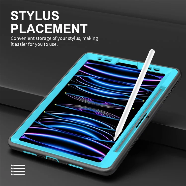 Per iPad Air 11 (2024) / Air (2020) / (2022) / Pro 11 (2018) / (2020) / (2021) / (2022) PC+TPU Custodia con supporto e protezione dello schermo - Verde menta