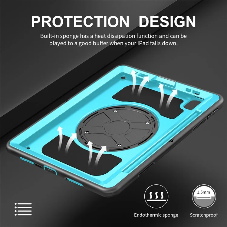 case de tableta de kickstand para ipad air (2020) /(2022) / ipad pro 11 (2018) /(2020) /(2021) /(2022), pc+tpu cubierta con protector de pantalla de mascota, ranura para lápiz, correa para el hombro - menta verde