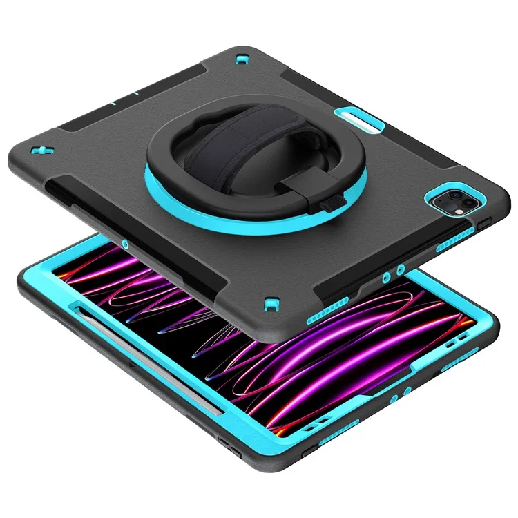 PC+TPU Tablet Case für iPad Air 13 (2024) / Pro 12.9 (2022) / (2021) / (2020) / (2018) Kickstand Cover mit Stifthalter, Schulterriemen - Mintgrün