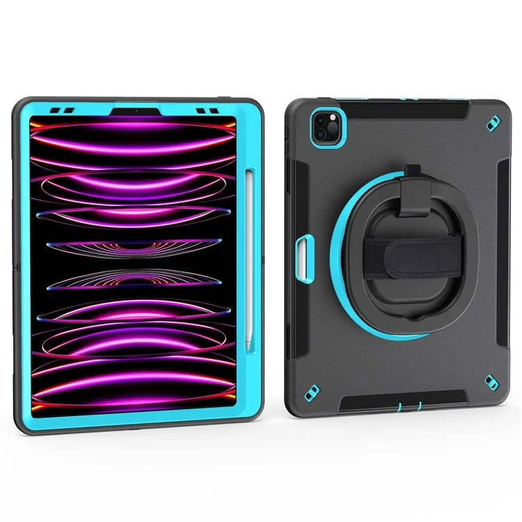 PC+TPU Tablet Case für iPad Air 13 (2024) / Pro 12.9 (2022) / (2021) / (2020) / (2018) Kickstand Cover mit Stifthalter, Schulterriemen - Mintgrün