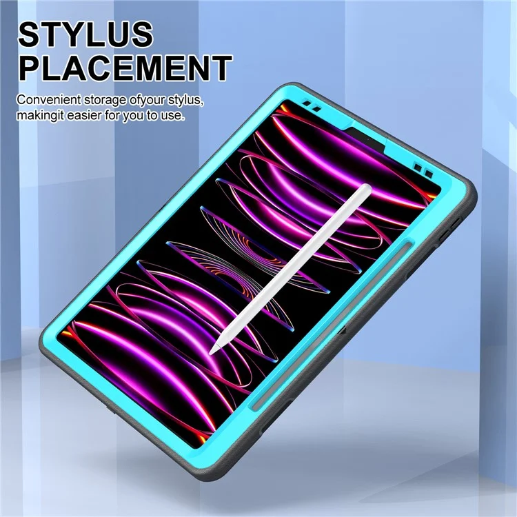 PC+TPU Tablet Case für iPad Air 13 (2024) / Pro 12.9 (2022) / (2021) / (2020) / (2018) Kickstand Cover mit Stifthalter, Schulterriemen - Mintgrün