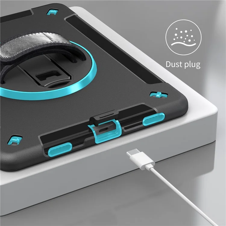Anti-Drop Kickstand Case für iPad 10.9 (2022) Stiftfach TPU+PC Tablet-Cover mit Schultergurt - Mintgrün PC
