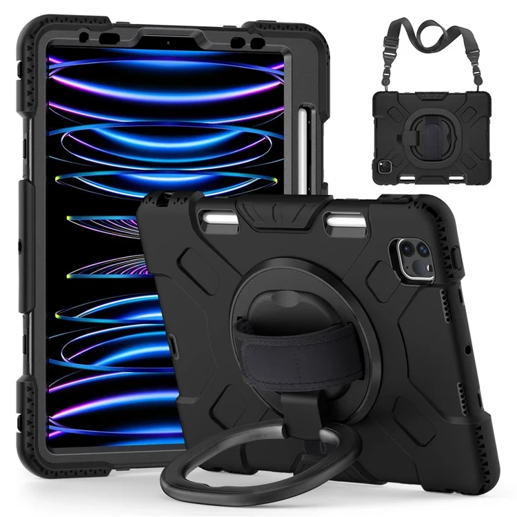 Per iPad Pro 11 pollici (2018) / (2020) / (2021) / (2022) / Air 11 (2024) / Air (2020) / (2022) Kickstand PC+TPU Custodia Tablet - Nero