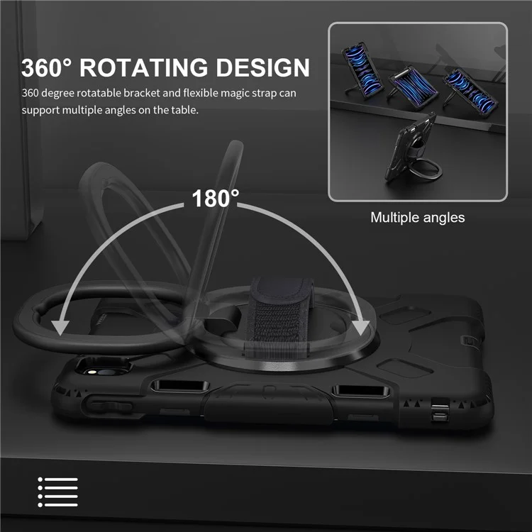 Per iPad Pro 11 pollici (2018) / (2020) / (2021) / (2022) / Air 11 (2024) / Air (2020) / (2022) Kickstand PC+TPU Custodia Tablet - Nero
