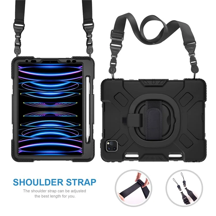 Per iPad Pro 11 pollici (2018) / (2020) / (2021) / (2022) / Air 11 (2024) / Air (2020) / (2022) Kickstand PC+TPU Custodia Tablet - Nero