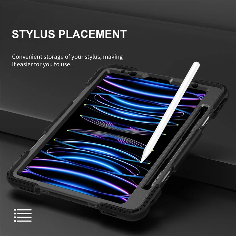 Per iPad Pro 11 pollici (2018) / (2020) / (2021) / (2022) / Air 11 (2024) / Air (2020) / (2022) Kickstand PC+TPU Custodia Tablet - Nero