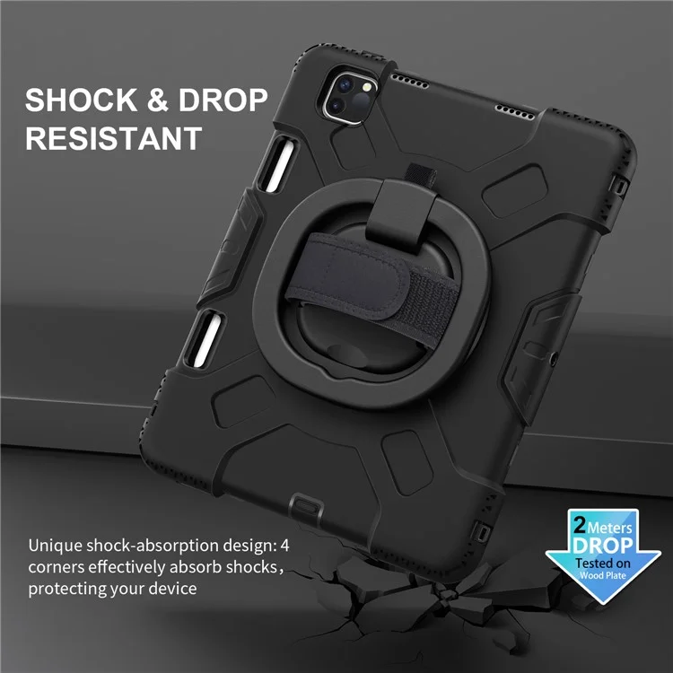 Per iPad Pro 11 pollici (2018) / (2020) / (2021) / (2022) / Air 11 (2024) / Air (2020) / (2022) Kickstand PC+TPU Custodia Tablet - Nero