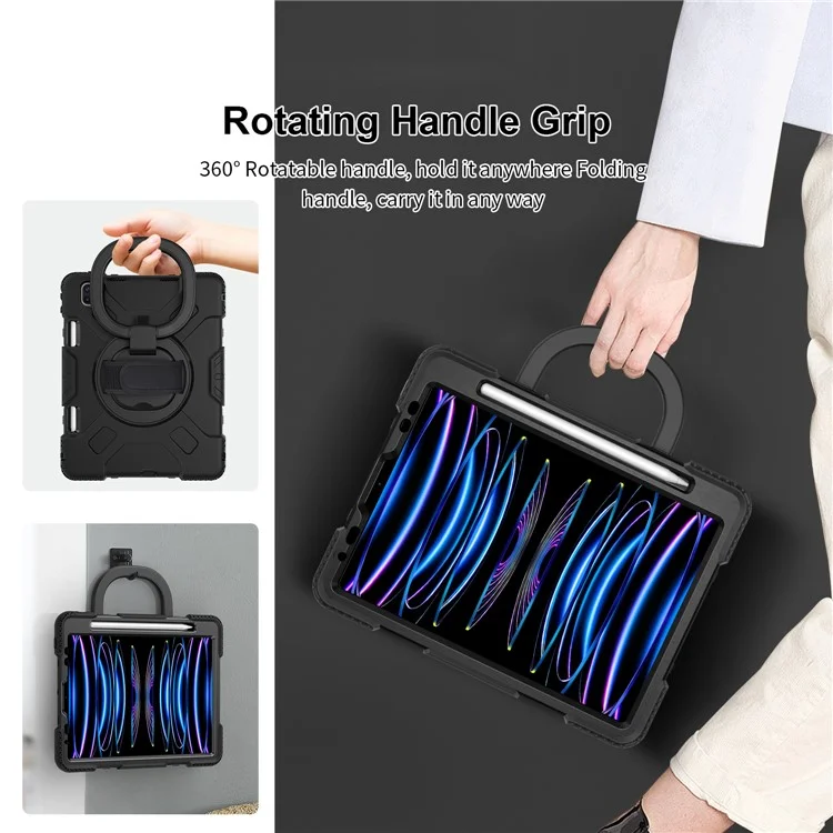 Per iPad Pro 11 pollici (2018) / (2020) / (2021) / (2022) / Air 11 (2024) / Air (2020) / (2022) Kickstand PC+TPU Custodia Tablet - Nero