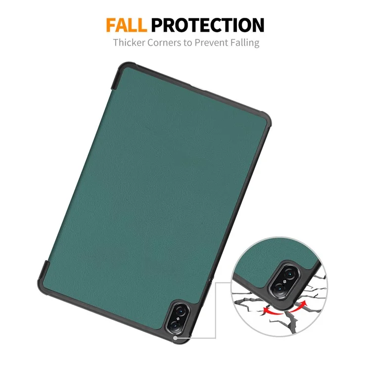 ENKAY HAT PRINCE Tablet-Hülle für Honor Pad V8, dreifach faltbarer Ständer aus PU-Leder+PC mit automatischer Aufweck-/Schlaffunktion - Dunkelgrün