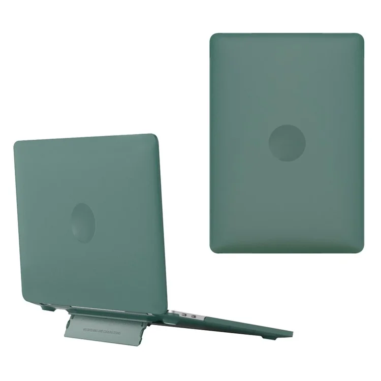 Capa à prova de choque para MacBook Air 13 polegadas (2022) A2681 M2 / (2024) A3113 M3 Dissipação de Calor Caixa de Laptop PC Rígida com Suporte - Verde Escuro