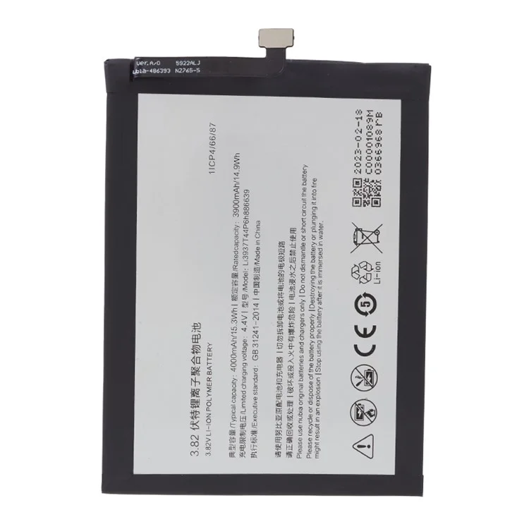 For ZTE nubia X / nubia Red Magic Mars 3.85V 3900mAh Li-ion Battery Assembly Part (Encode: LI3937T44P6H886639) (without Logo)