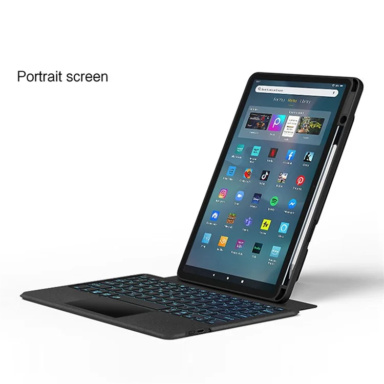 For Amazon Fire Max 11 Leather Case + Bluetooth-compatible Keyboard with Backlight Trackpad