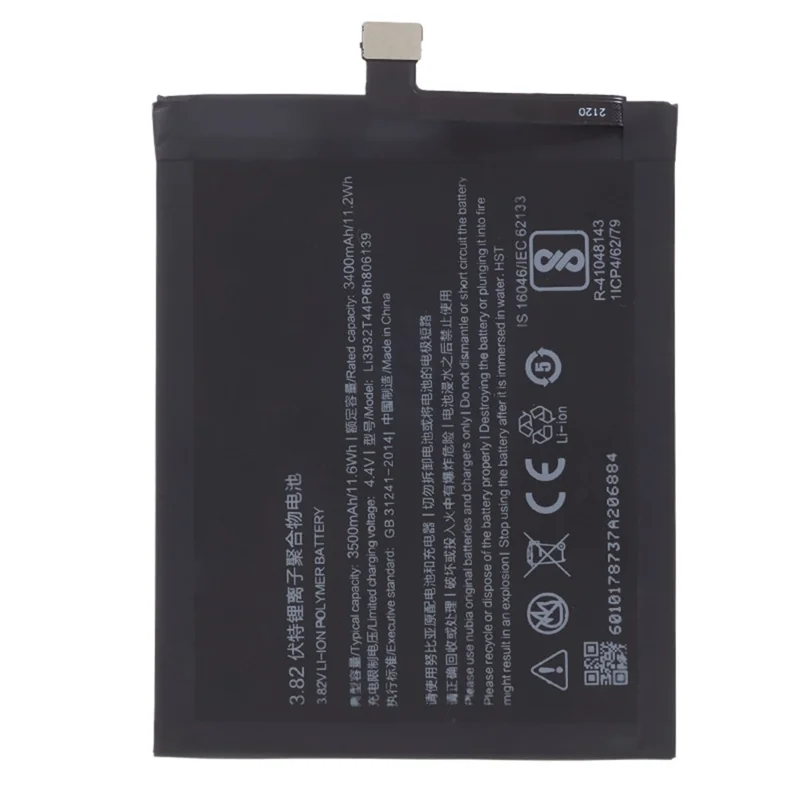 Para Zte Nubia Z17 / Z17 Lite / Z17 Minis 3,85v 3400mAh Recarregável a Parte do Polímero de Li-polímero (encodes: Li3932t44p6h806139)