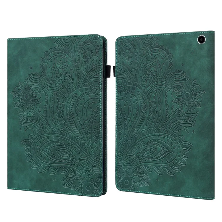 Para Amazon Fire Max 11 PU Leather Tablet Case Card Holder Pattern Imprinted Stand Protective Cover - Verde