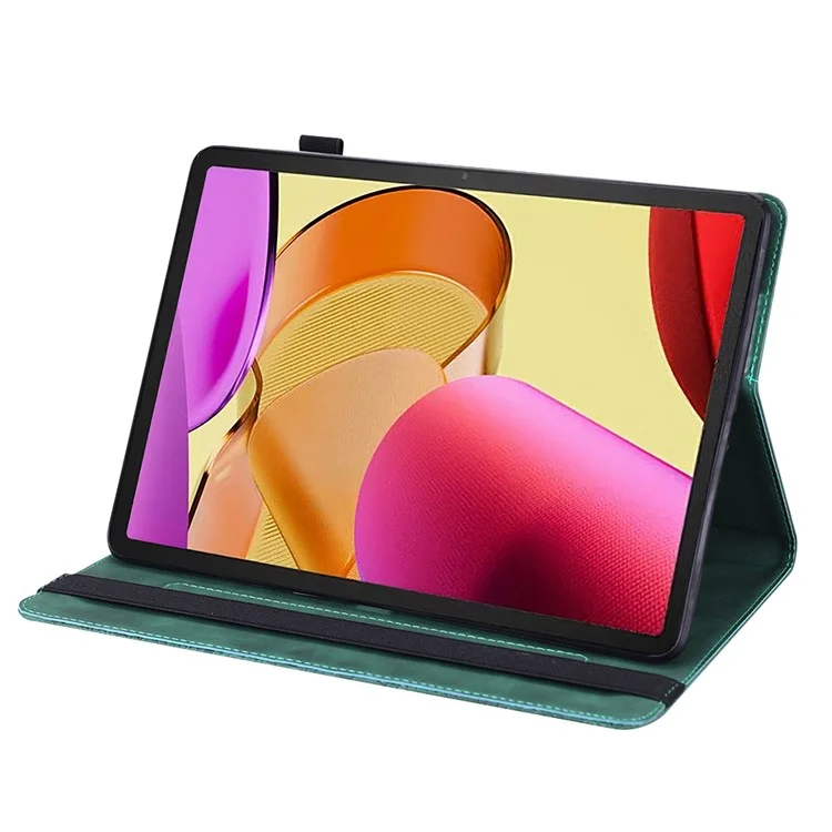 Para Amazon Fire Max 11 PU Leather Tablet Case Card Holder Pattern Imprinted Stand Protective Cover - Verde