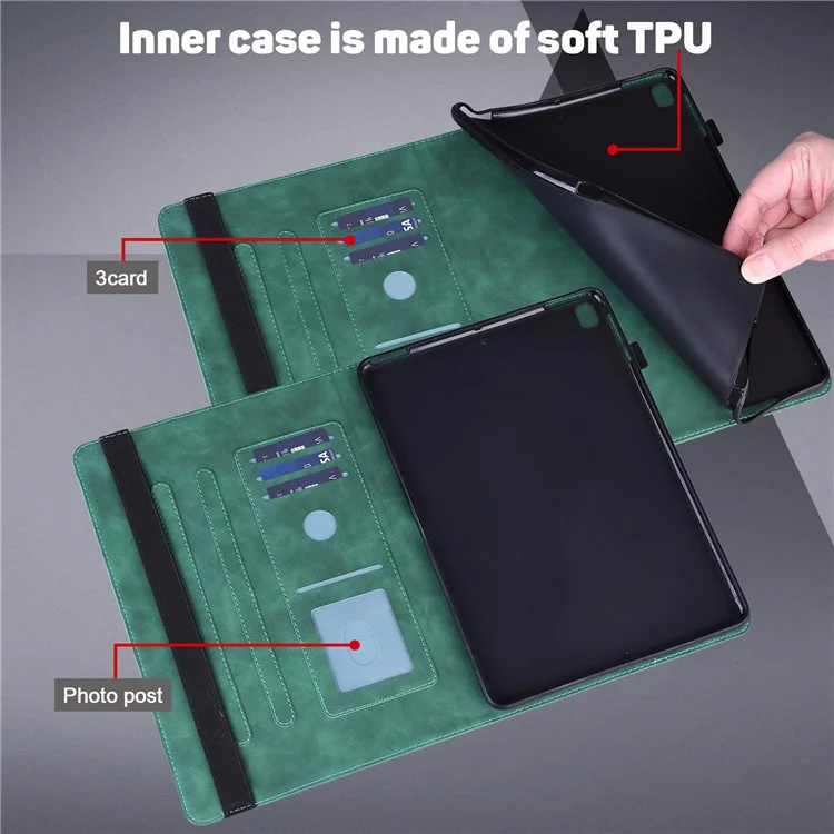 Para Amazon Fire Max 11 PU Leather Tablet Case Card Holder Pattern Imprinted Stand Protective Cover - Verde