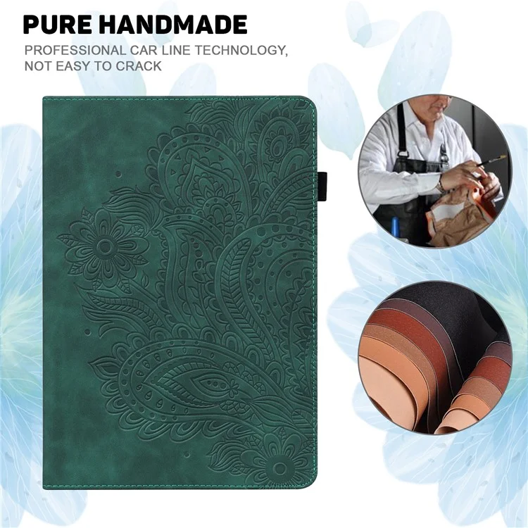 Para Amazon Fire Max 11 PU Leather Tablet Case Card Holder Pattern Imprinted Stand Protective Cover - Verde