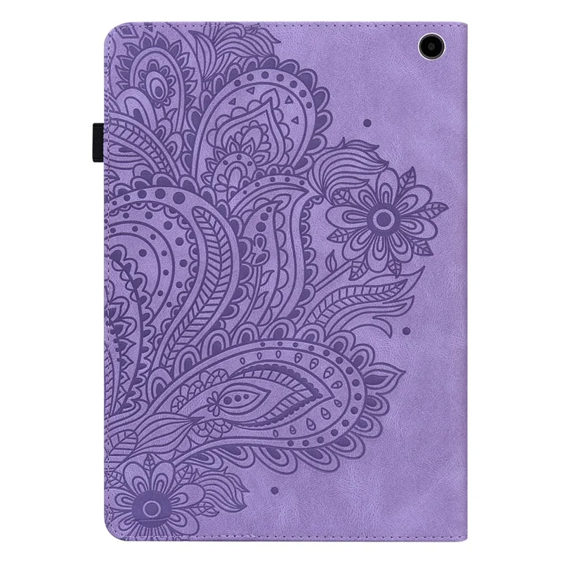 Folia PU z nadrukiem dla Amazon Fire Max 11 z uchwytem na kartę, etui ochronne ze stojakiem - fioletowa