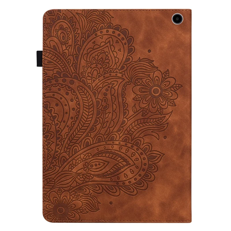 For Amazon Fire Max 11 PU Leather Tablet Case Card Holder Pattern Imprinted Stand Protective Cover - Brown