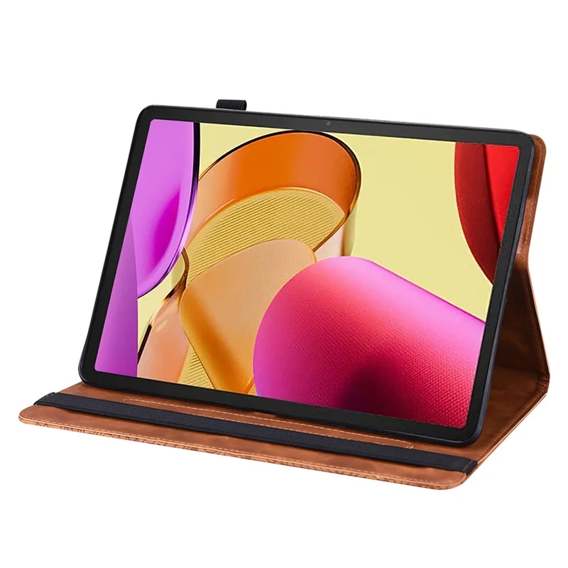 For Amazon Fire Max 11 PU Leather Tablet Case Card Holder Pattern Imprinted Stand Protective Cover - Brown