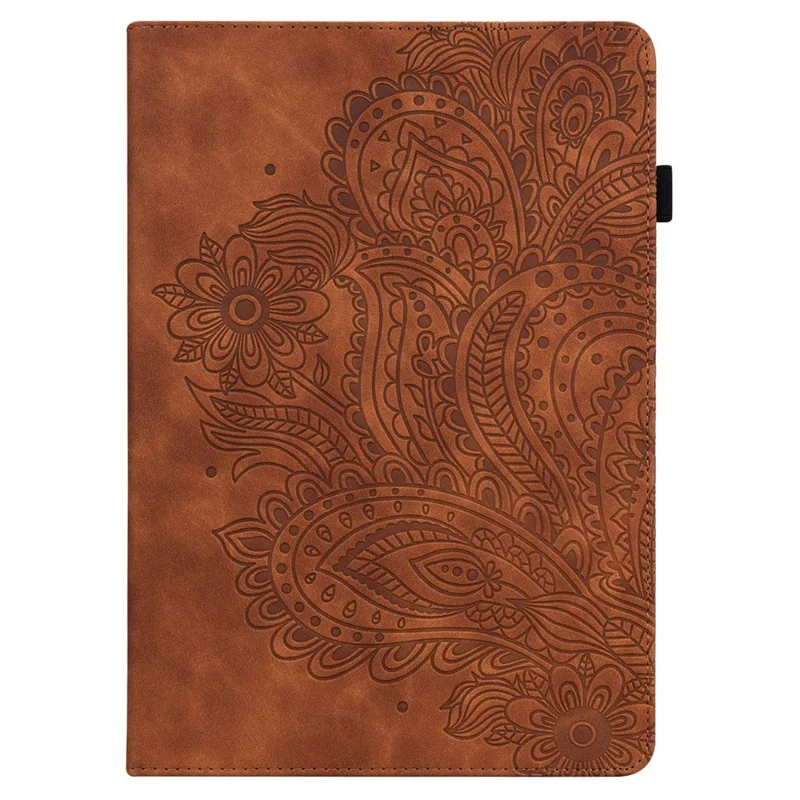For Amazon Fire Max 11 PU Leather Tablet Case Card Holder Pattern Imprinted Stand Protective Cover - Brown