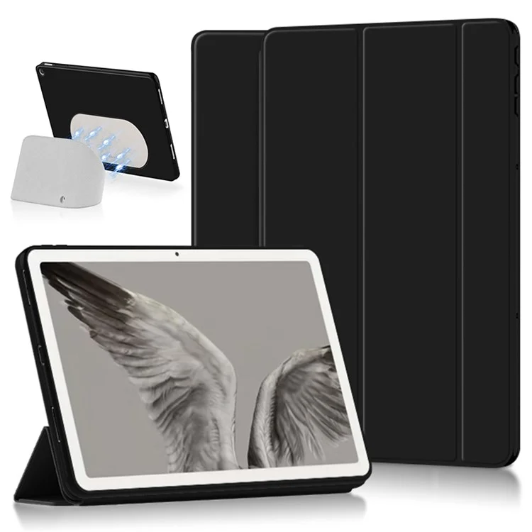 Funda de Tablet de PU Leather + TPU para Google Pixel Tablet, Funda Protectora Plegable de Tres Pliegues - Negro