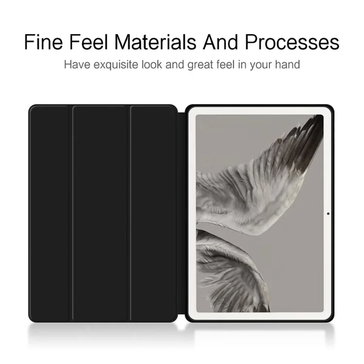 Funda de Tablet de PU Leather + TPU para Google Pixel Tablet, Funda Protectora Plegable de Tres Pliegues - Negro
