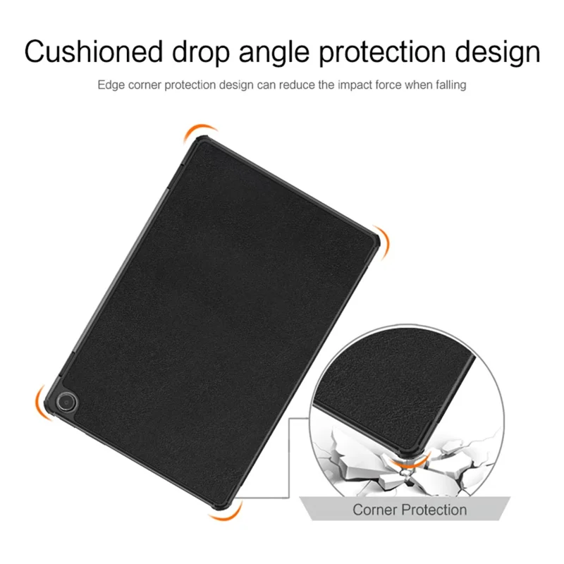 For Amazon Fire Max 11 Tri-fold Stand Tablet Case PU Leather Auto Wake / Sleep Full Body Protection Cover - Black