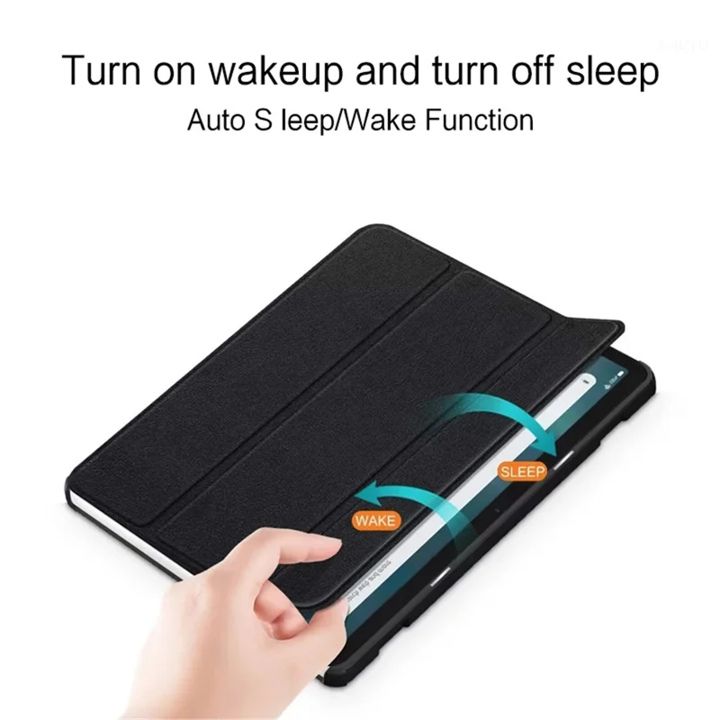 For Amazon Fire Max 11 Tri-fold Stand Tablet Case PU Leather Auto Wake / Sleep Full Body Protection Cover - Black