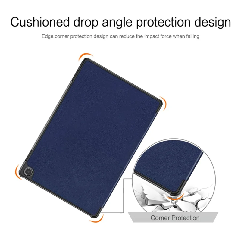 For Amazon Fire Max 11 Tri-fold Stand Tablet Case PU Leather Auto Wake / Sleep Full Body Protection Cover - Blue