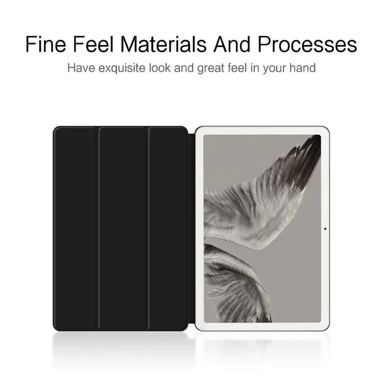 Für Google Pixel Tablet Trifold Stand magnetisches Leder-Tablet-Cover Stifthalter Hülle mit Loch für Ladegerät Lautsprecher Dockingstation - Schwarz