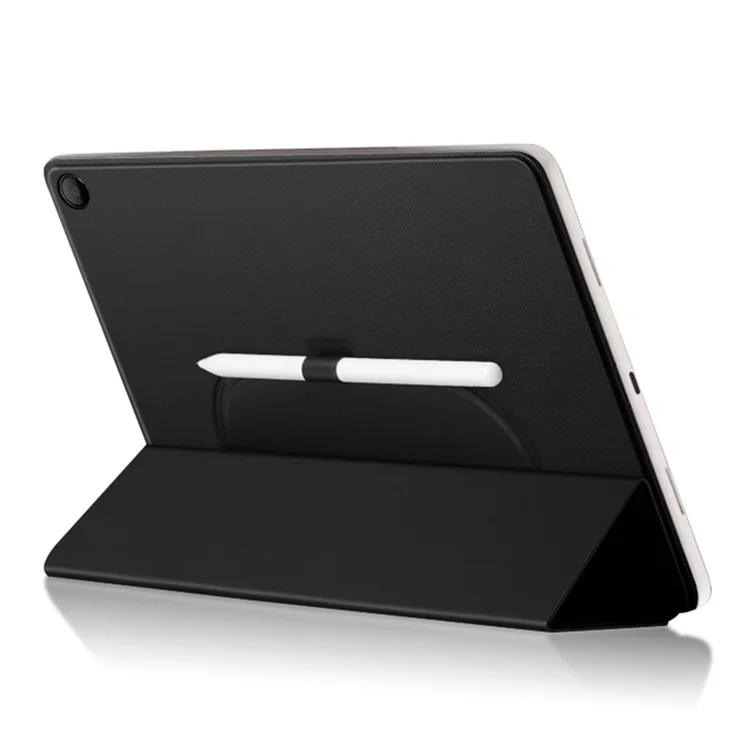 Für Google Pixel Tablet Trifold Stand magnetisches Leder-Tablet-Cover Stifthalter Hülle mit Loch für Ladegerät Lautsprecher Dockingstation - Schwarz