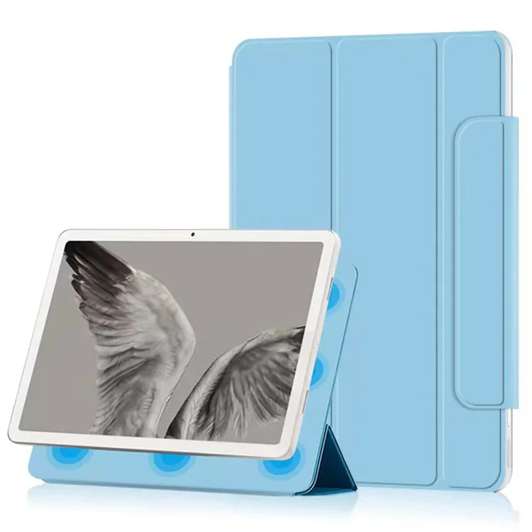 For Google Pixel Tablet Tri-fold Stand Cover PU Leather Magnetic Absorption Smart Tablet Case - Baby Blue