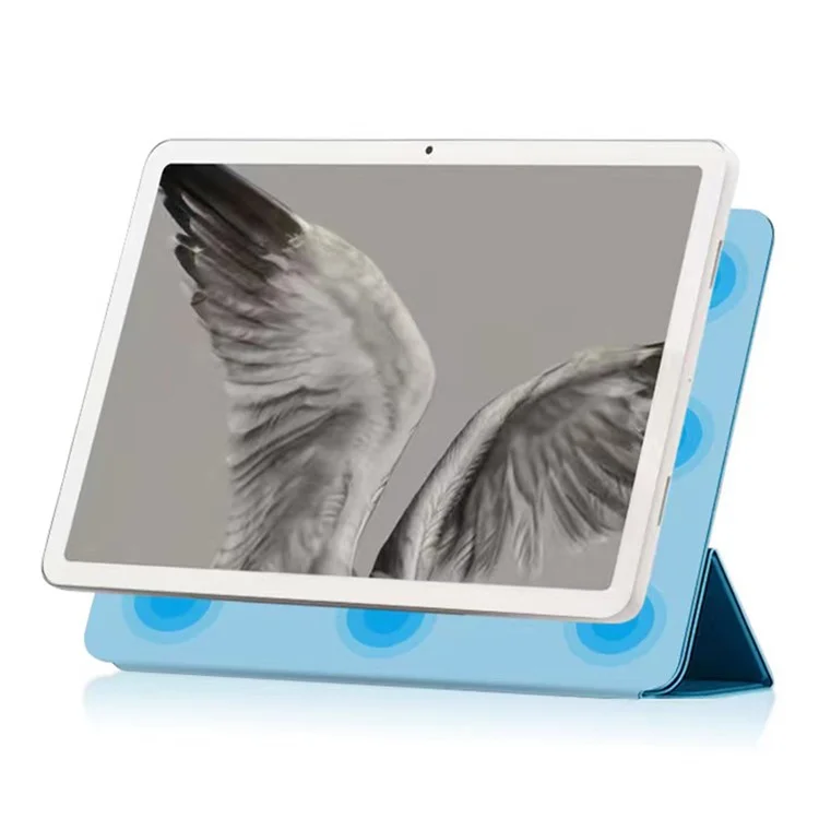 For Google Pixel Tablet Tri-fold Stand Cover PU Leather Magnetic Absorption Smart Tablet Case - Baby Blue