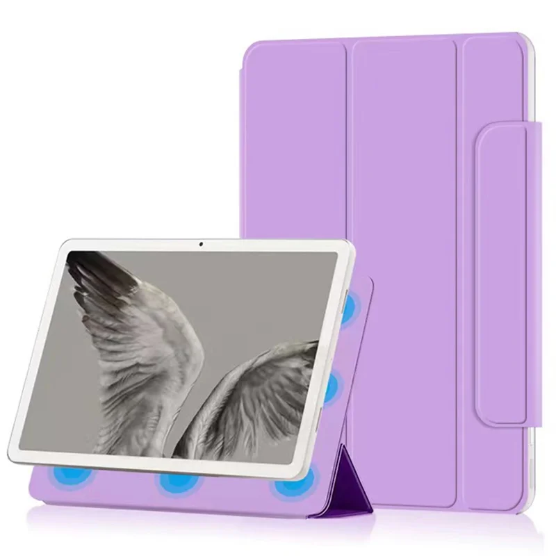 For Google Pixel Tablet Tri-fold Stand Cover PU Leather Magnetic Absorption Smart Tablet Case - Purple